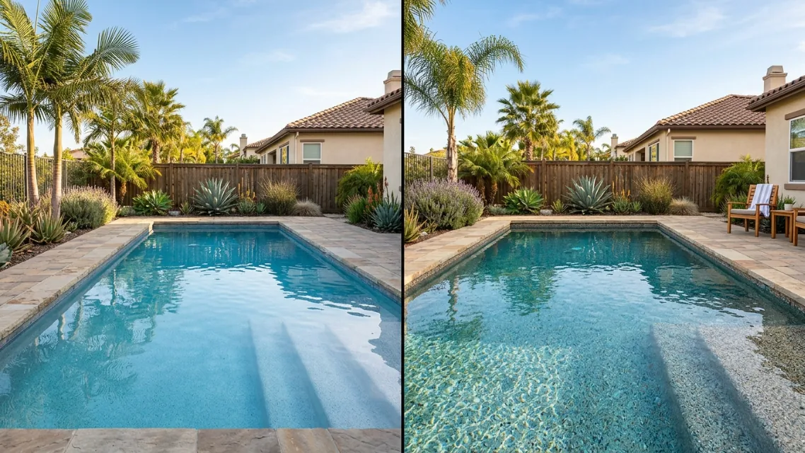 San Diego backyard swimming pool with a clean, evenly finished blue interior